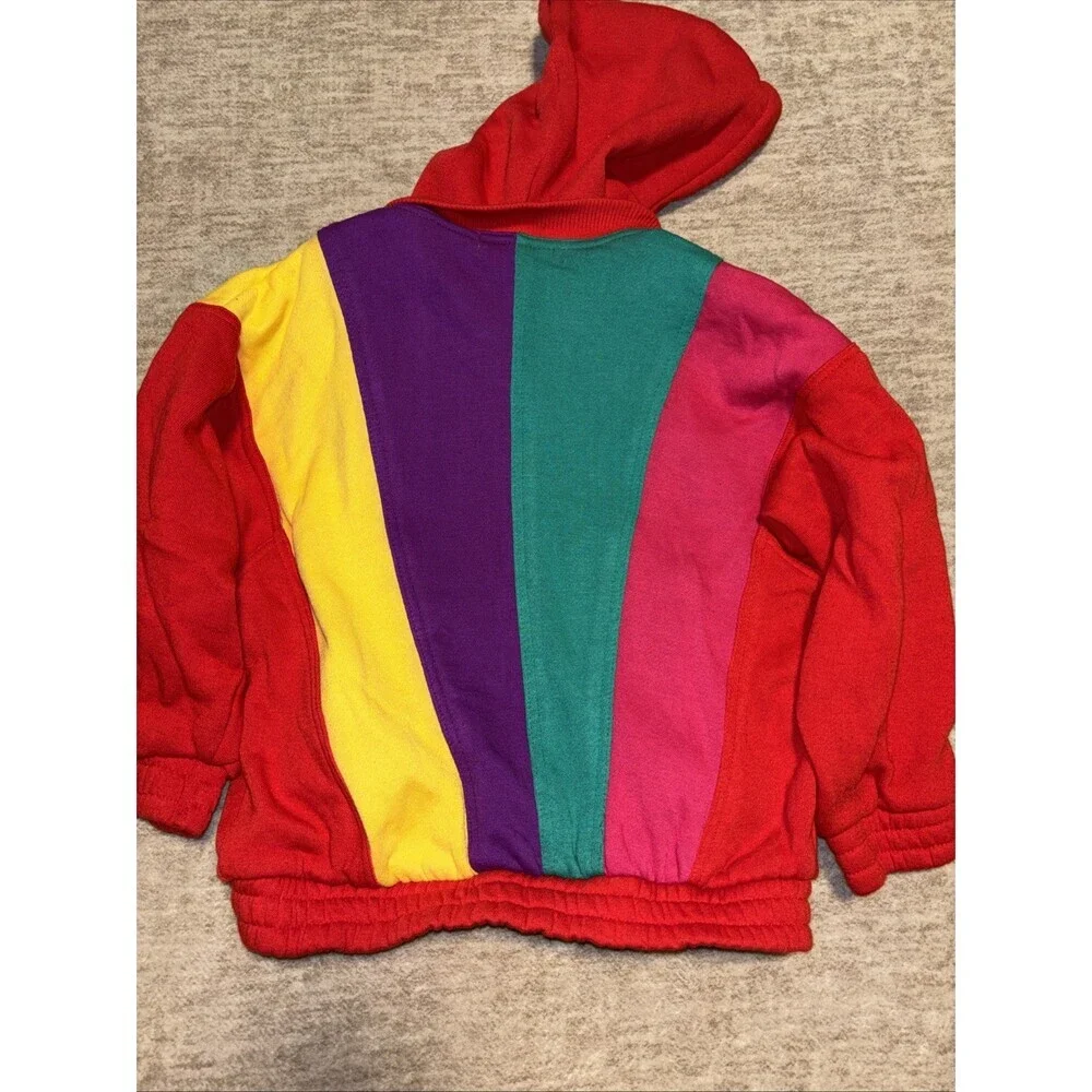 Vintage Kids Small 4 80s Color Block Mini Lavon Crazy Jacket Rainbow Retro